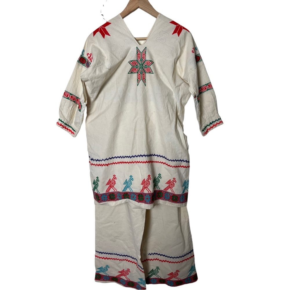 Vintage Huichol Native American Shirt & Pants Set